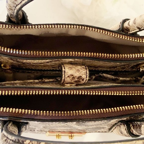 NWOT TORY BURCH ELISE DOME DOUBLE ZIP SNAKE EMBOSSED SATCHEL CROSSBODY - Picture 11 of 13